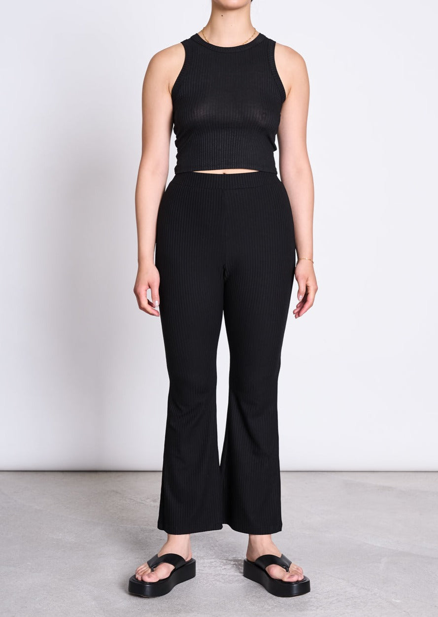 Pantalon évasé côtelé en tencel | noir "cove black"