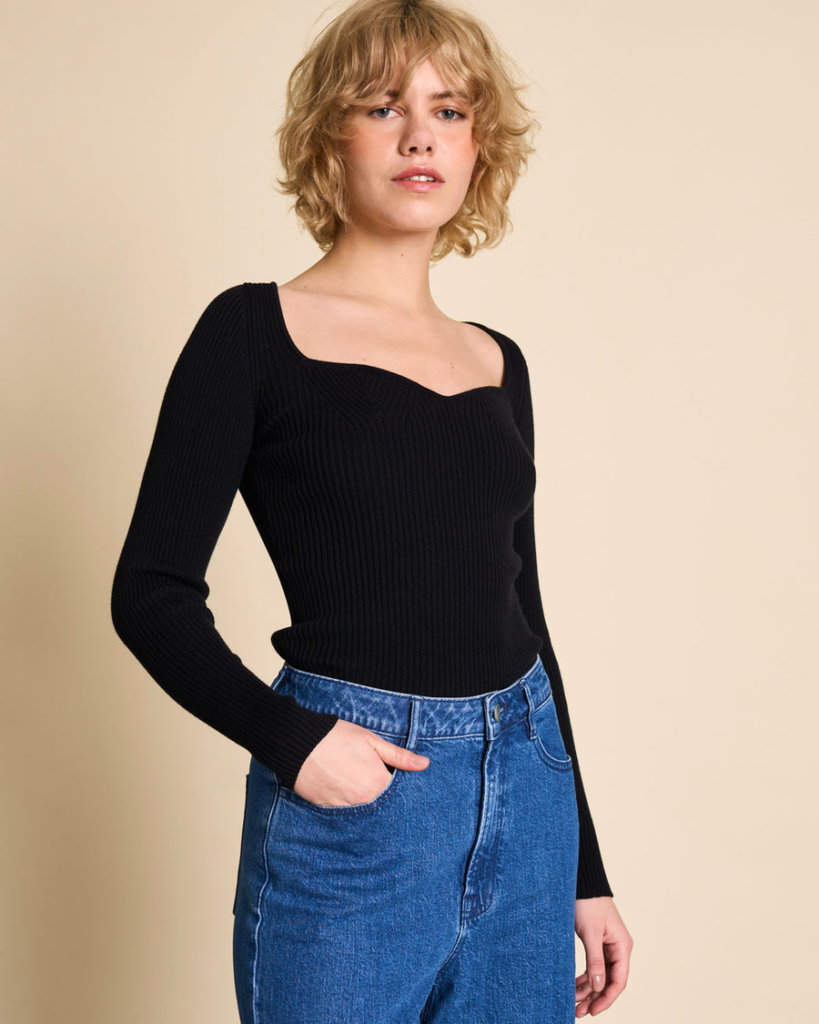 Pull léger en coton bio | Noir "casca black"