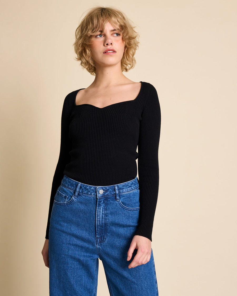 Pull léger en coton bio | Noir "casca black"