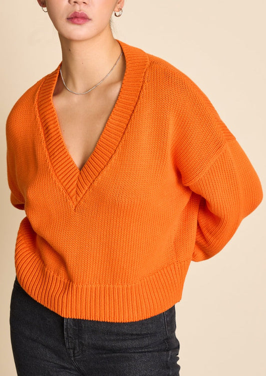 Pull oversize en coton bio | Orange "luz bright orange"