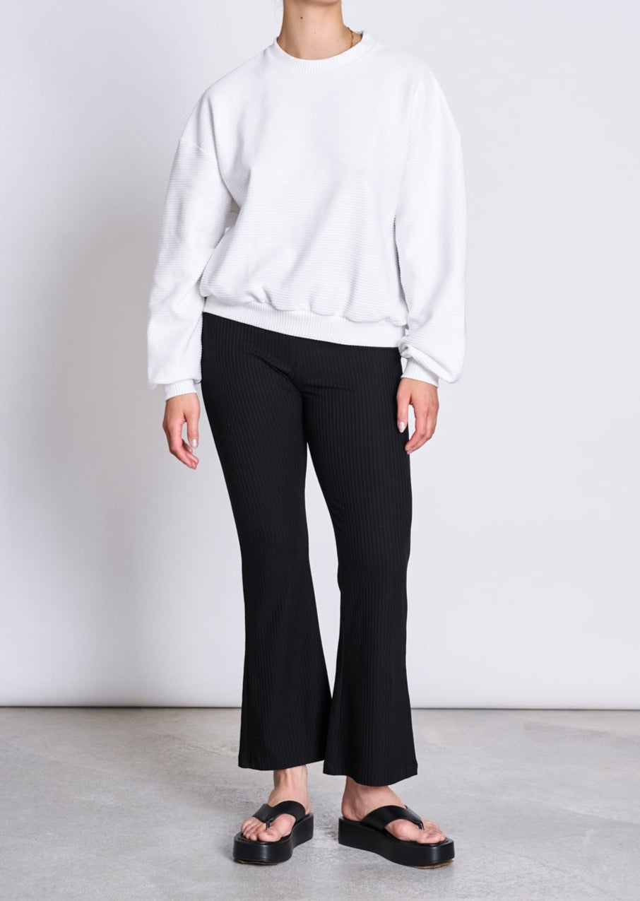 Pantalon évasé côtelé en tencel | noir "cove black"