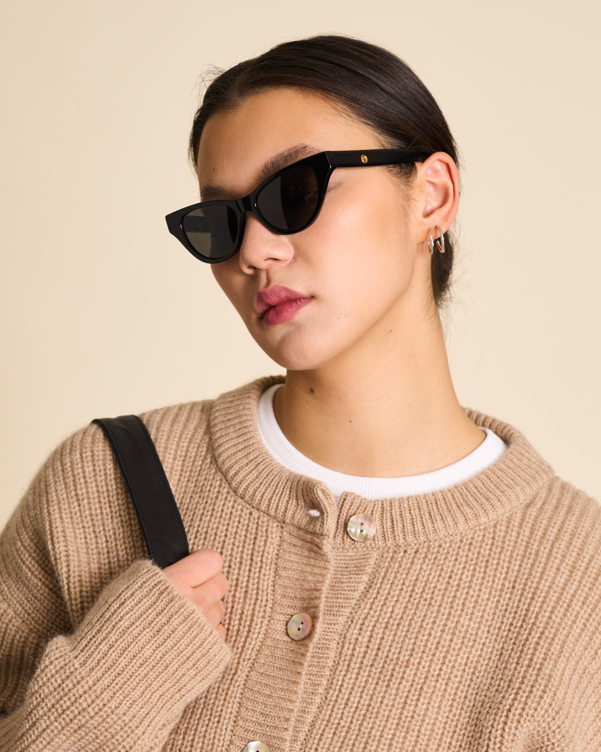 Cardigan en mohair et laine recyclés | camel "beni - camel"