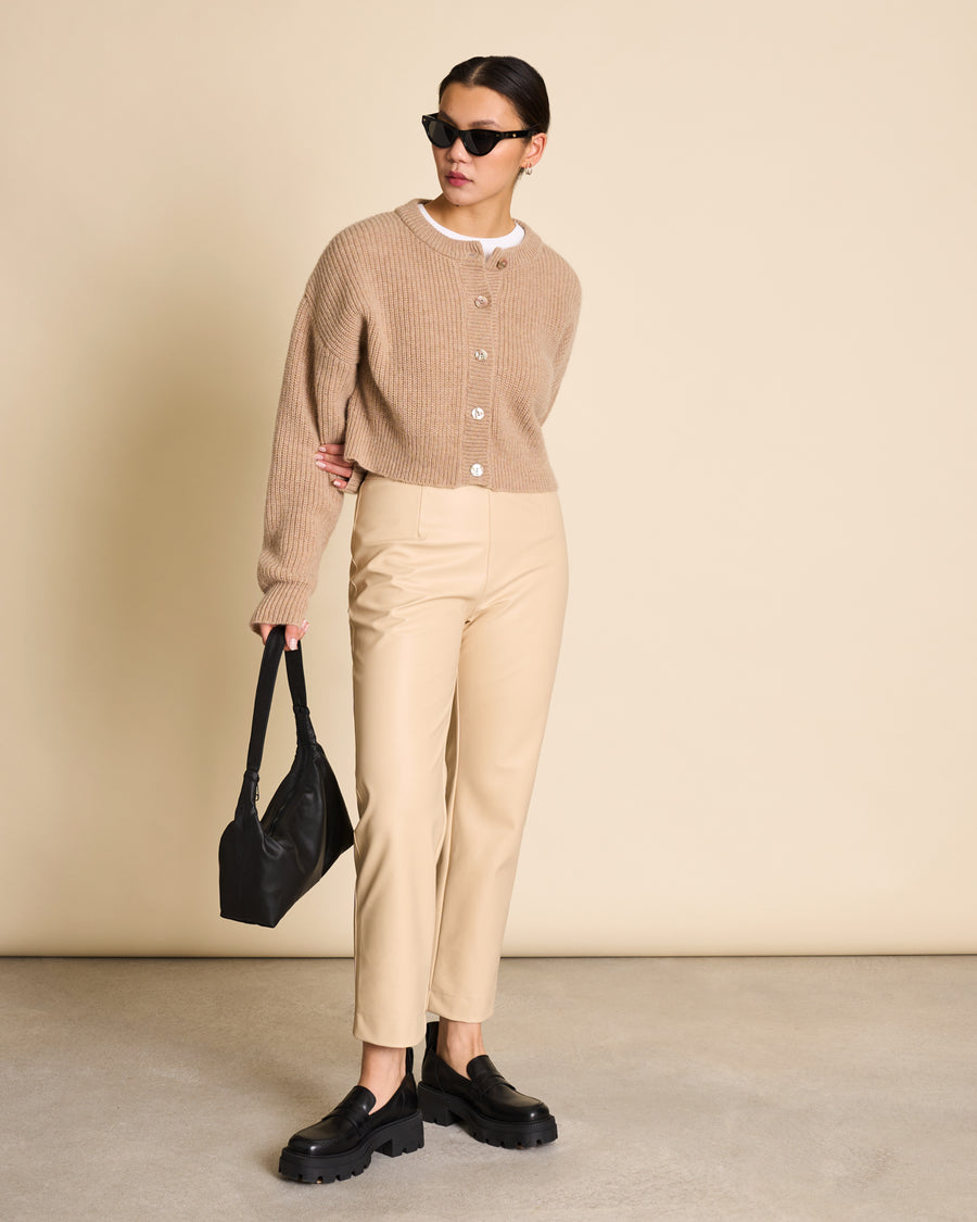 Cardigan en mohair et laine recyclés | camel "beni - camel"
