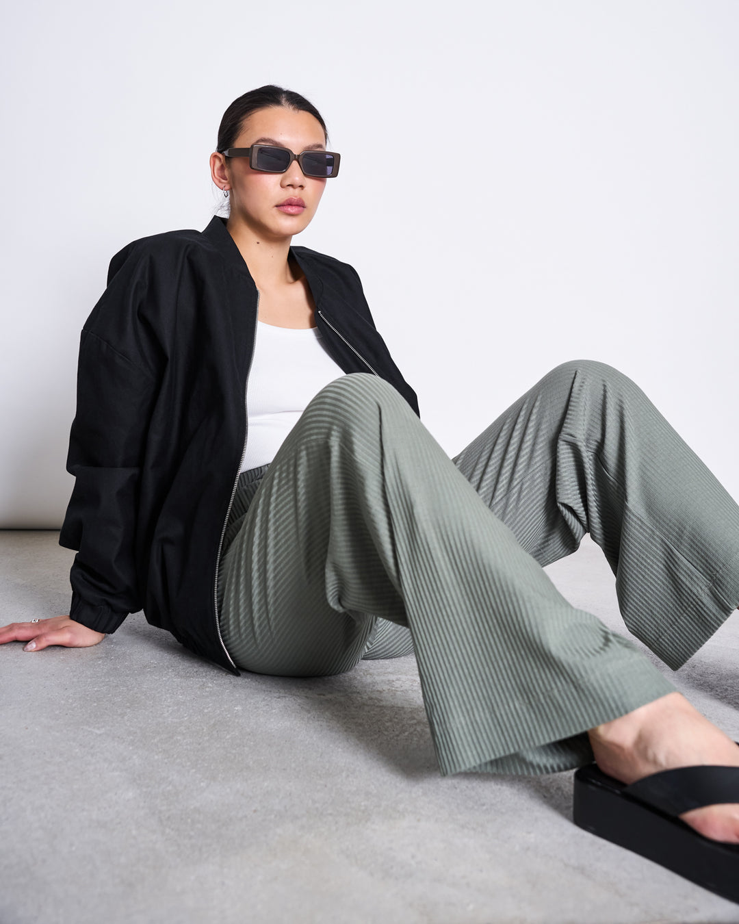 Blouson bomber oversize en coton bio | noir "naro - black"