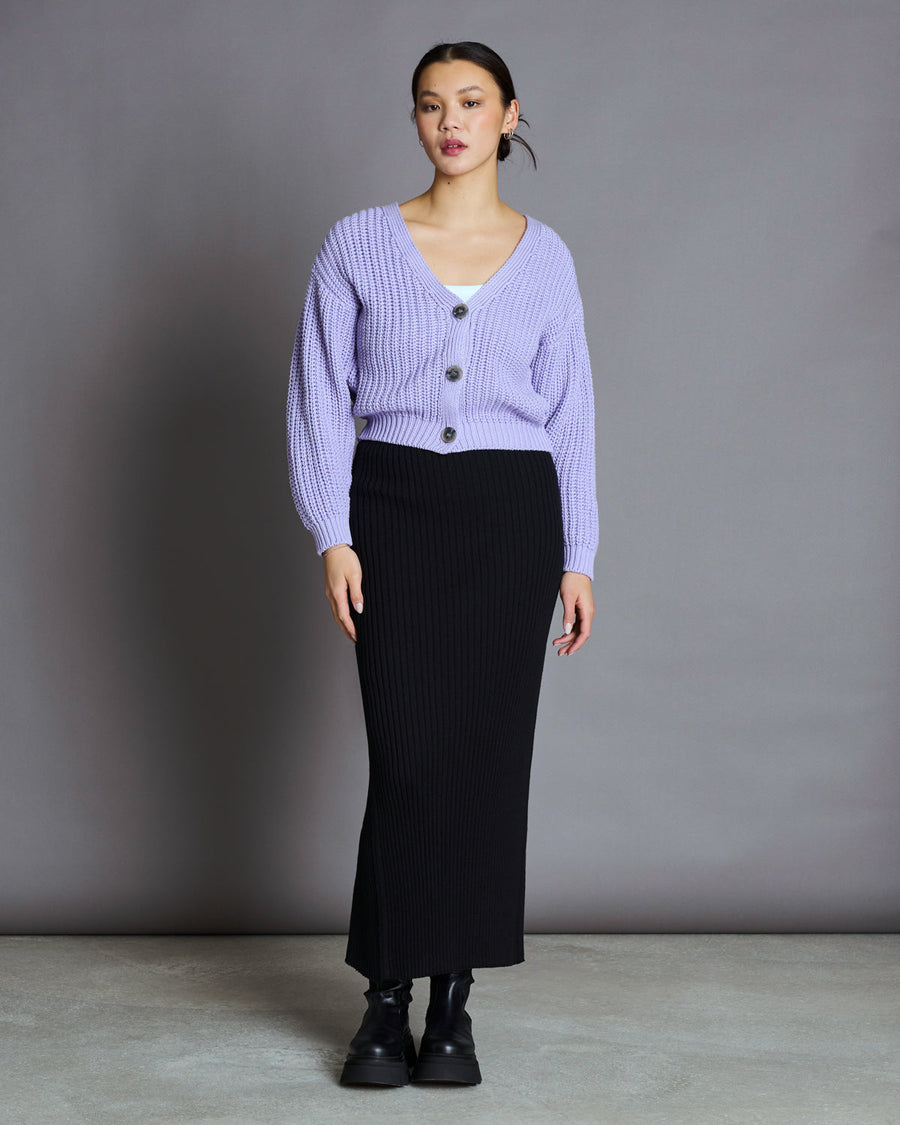 Gilet en maille de coton bio | Lilas "lena lavender"