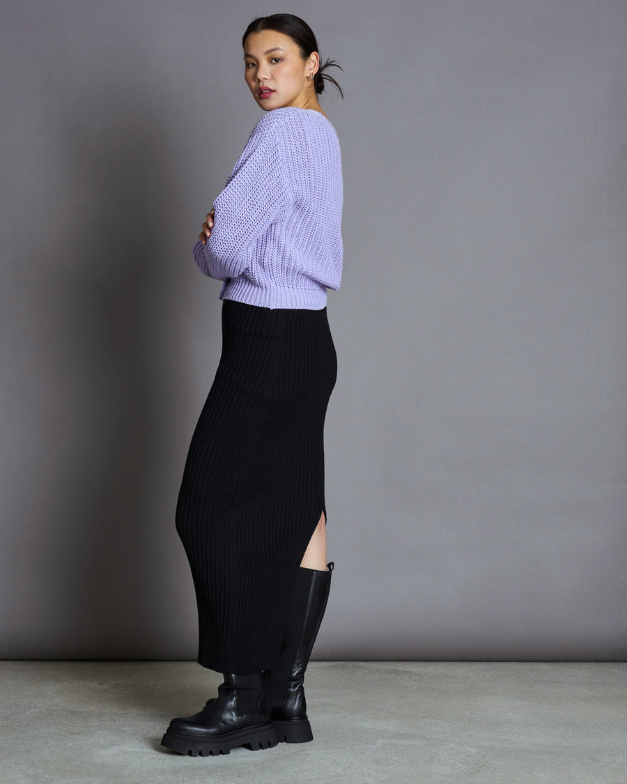 Gilet en maille de coton bio | Lilas "lena lavender"