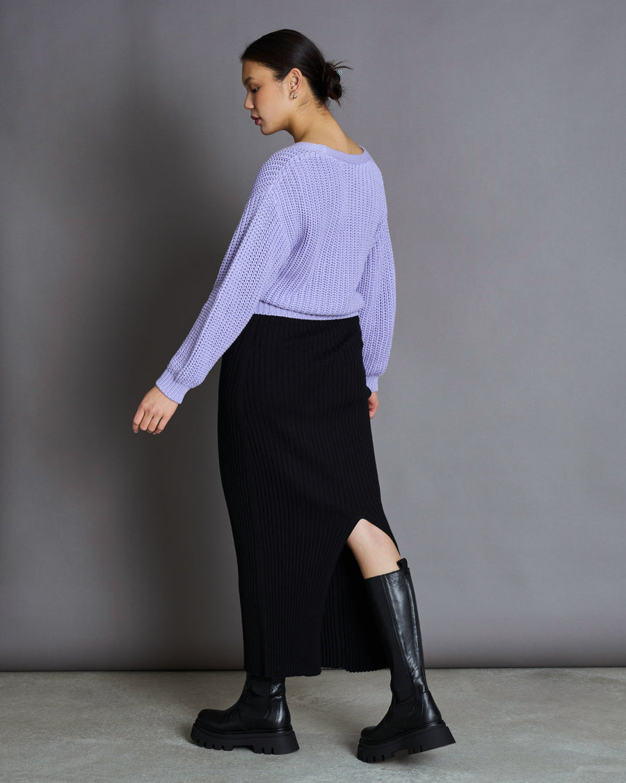 Gilet en maille de coton bio | Lilas "lena lavender"