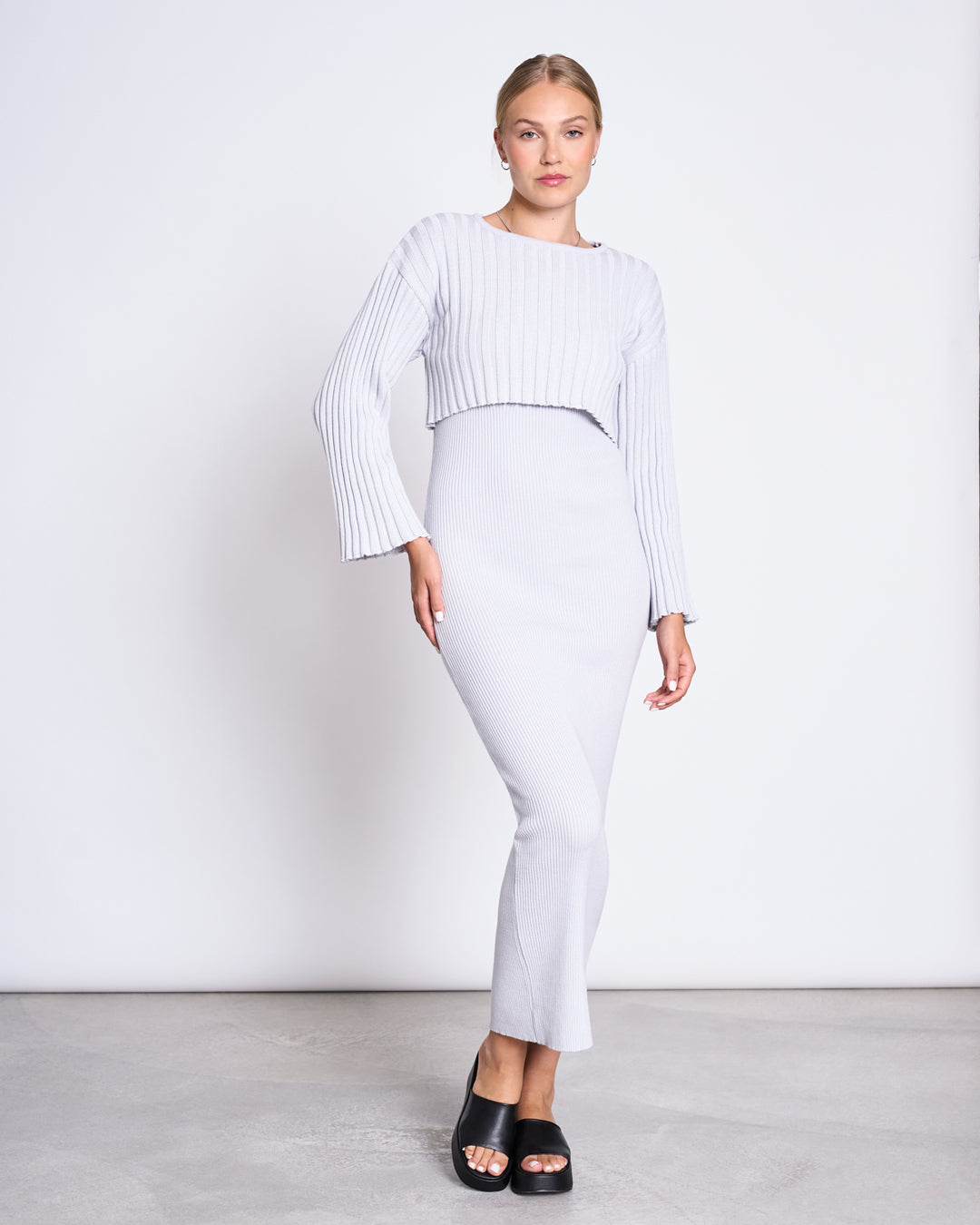 Pull court côtelé en coton bio | blanc "kames cloud"