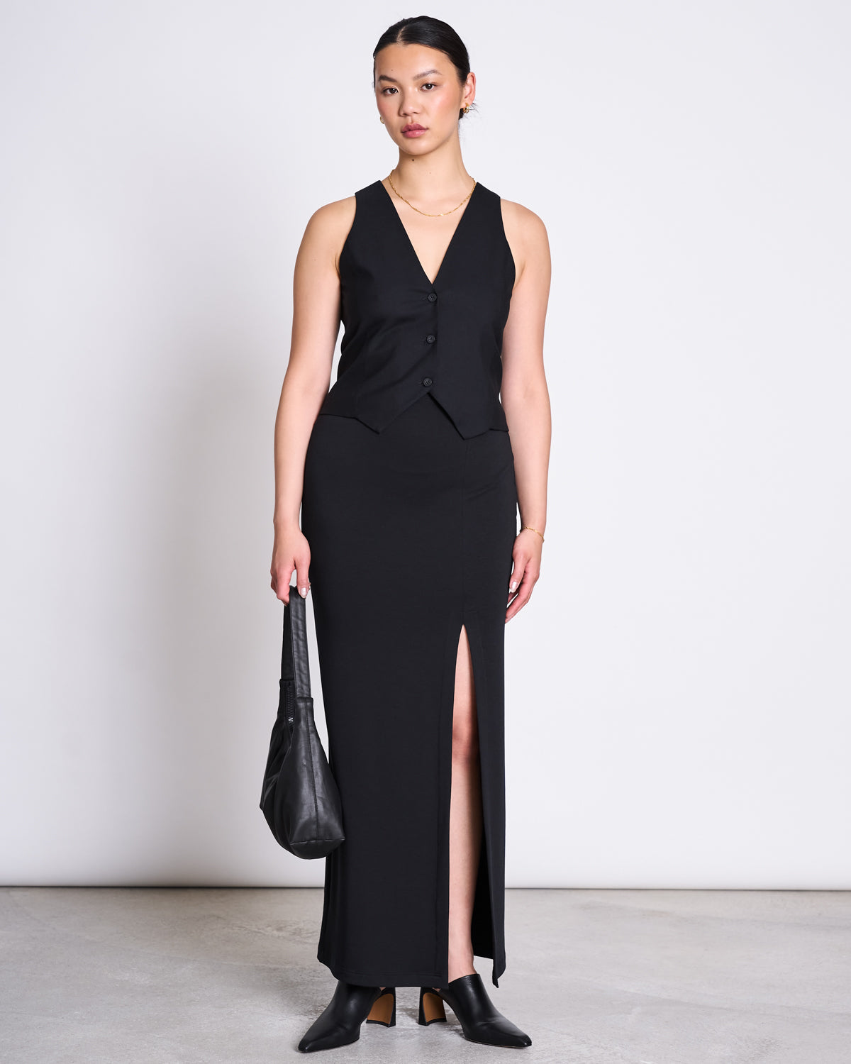 Gilet sans manches en ecovero | noir "aros black"