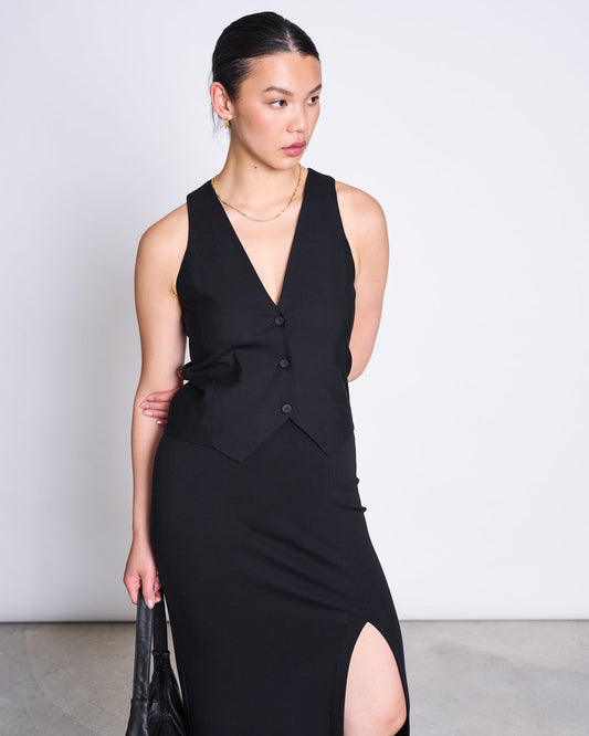 Gilet sans manches en ecovero | noir "aros black"