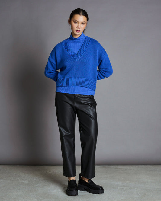 Pull oversize en coton bio | Bleu "luz dark azure"