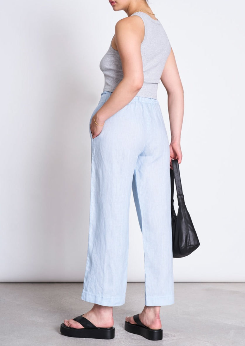 Pantalon ample en lin | bleu "beveren sky blue"