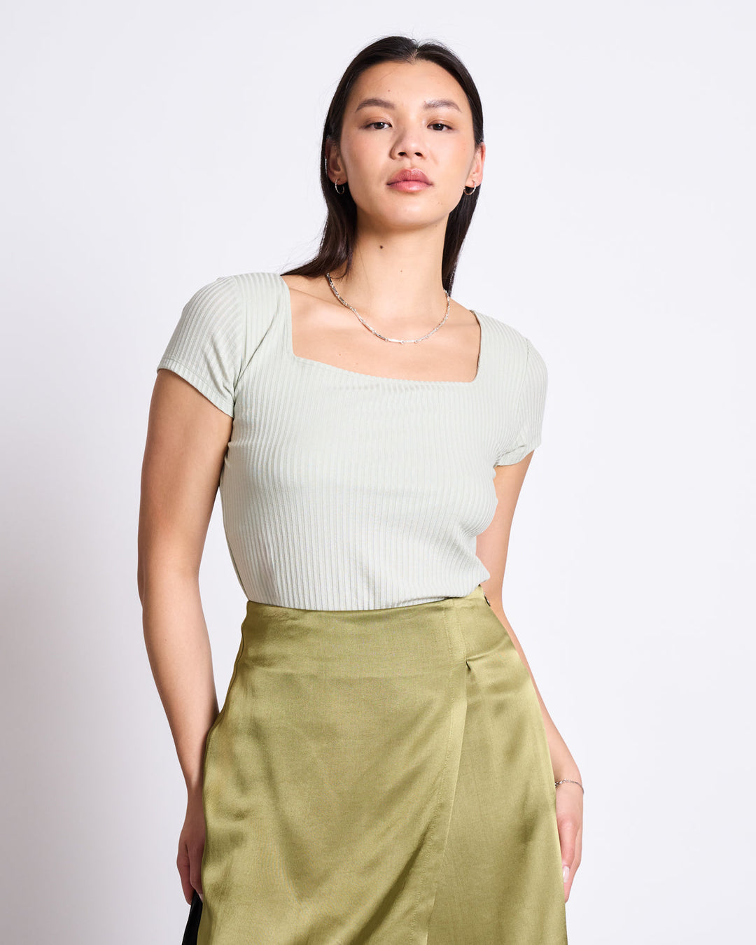 T-shirt en tencel | vert clair "Arima - vintage lace"