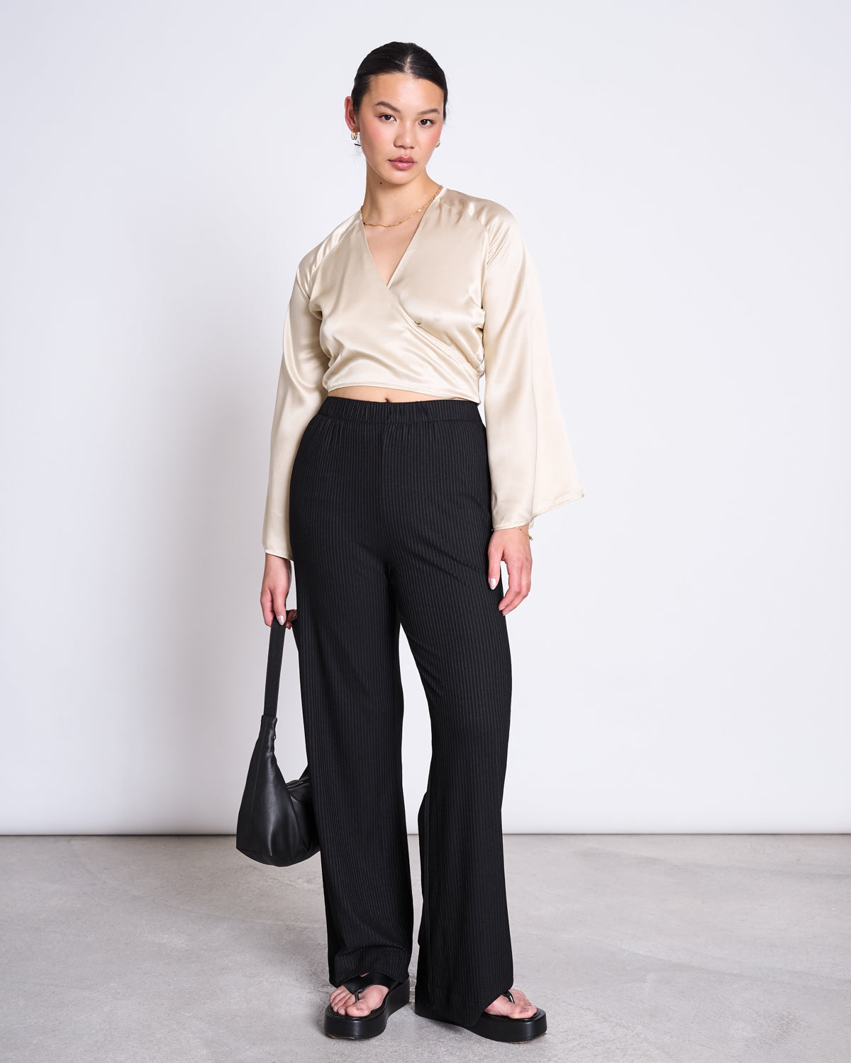 Blouse satinée en viscose enka | beige "carrine ivory"