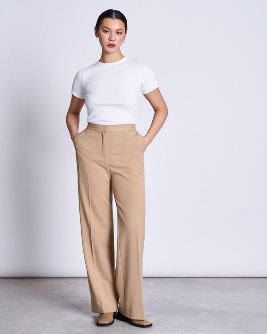 Pantalon ample en recyclé | beige "coralia - camel"