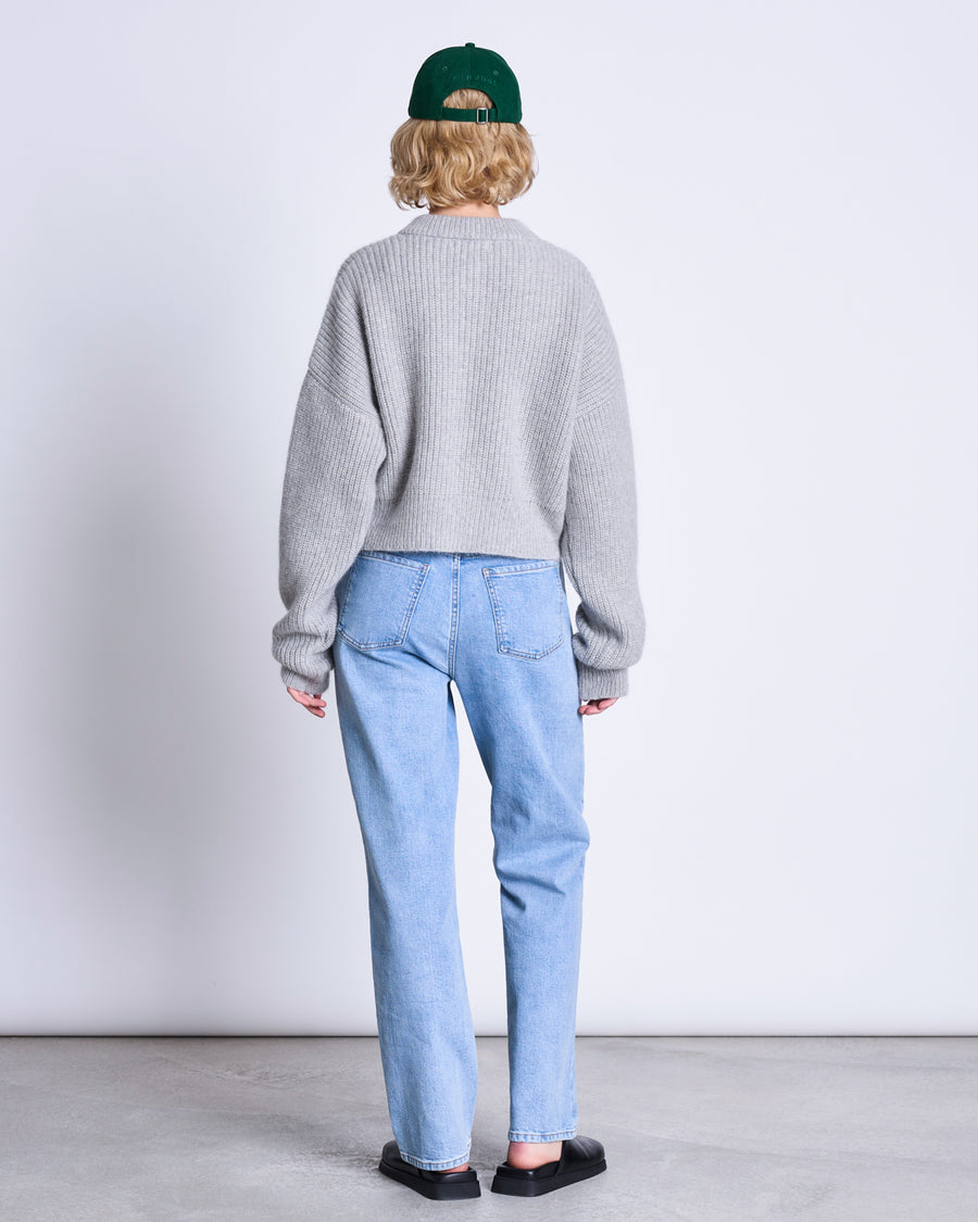 Cardigan en mélange laine et mohair recyclés | gris "beni light grey"