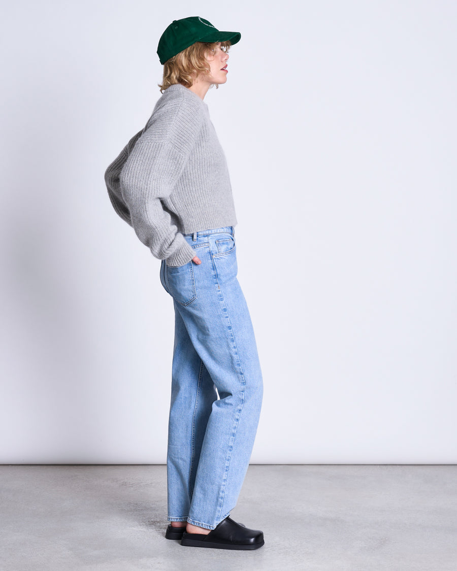 Cardigan en mélange laine et mohair recyclés | gris "beni light grey"