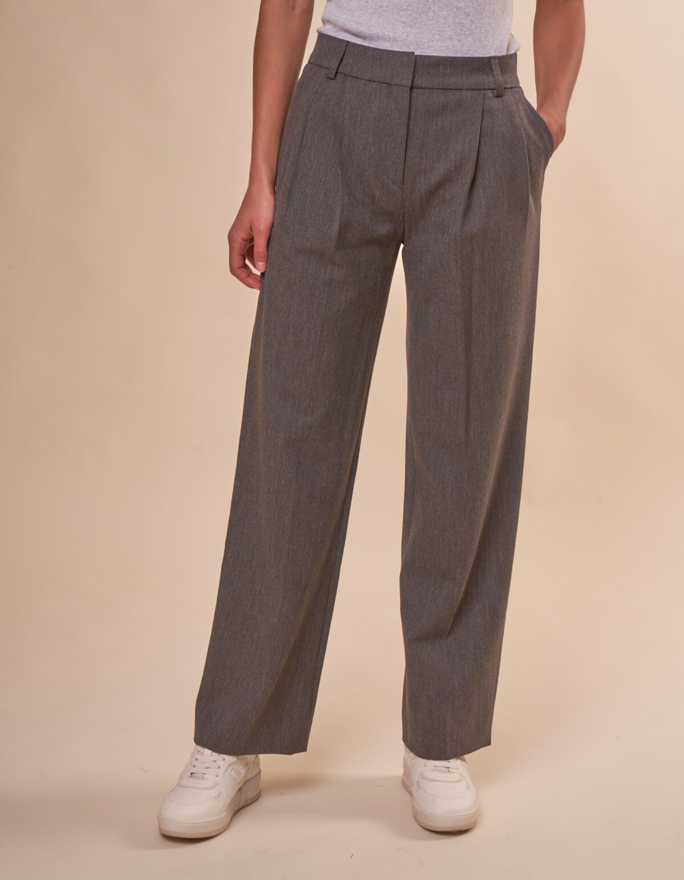Pantalon ample en recyclé et ecovero | Gris "haveny trousers dark grey melange"