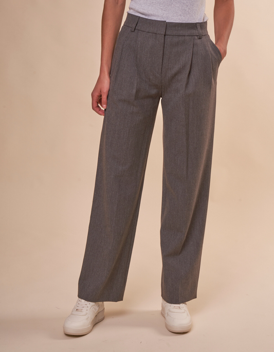 Pantalon ample en recyclé et ecovero | Gris "haveny trousers dark grey melange"