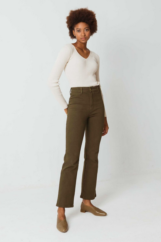 Pantalon droit en coton bio | Kaki "karmele trouser"