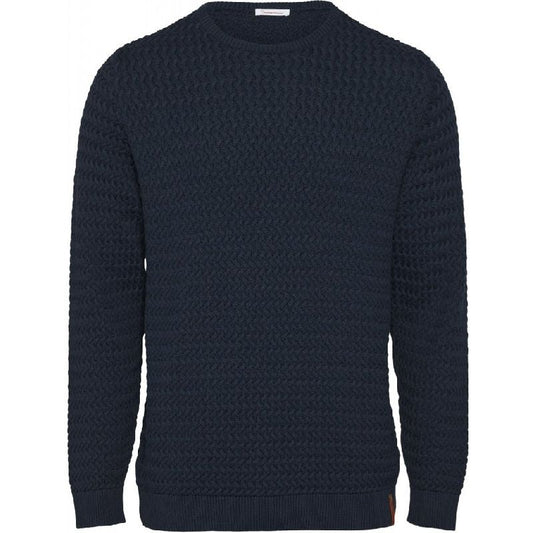 Pull col rond bleu nuit en coton bio - Field