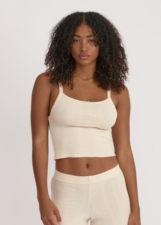 Débardeur de pyjama en coton bio | beige "pointelle top - cloud"