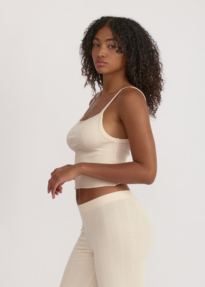 Débardeur de pyjama en coton bio | beige "pointelle top - cloud"