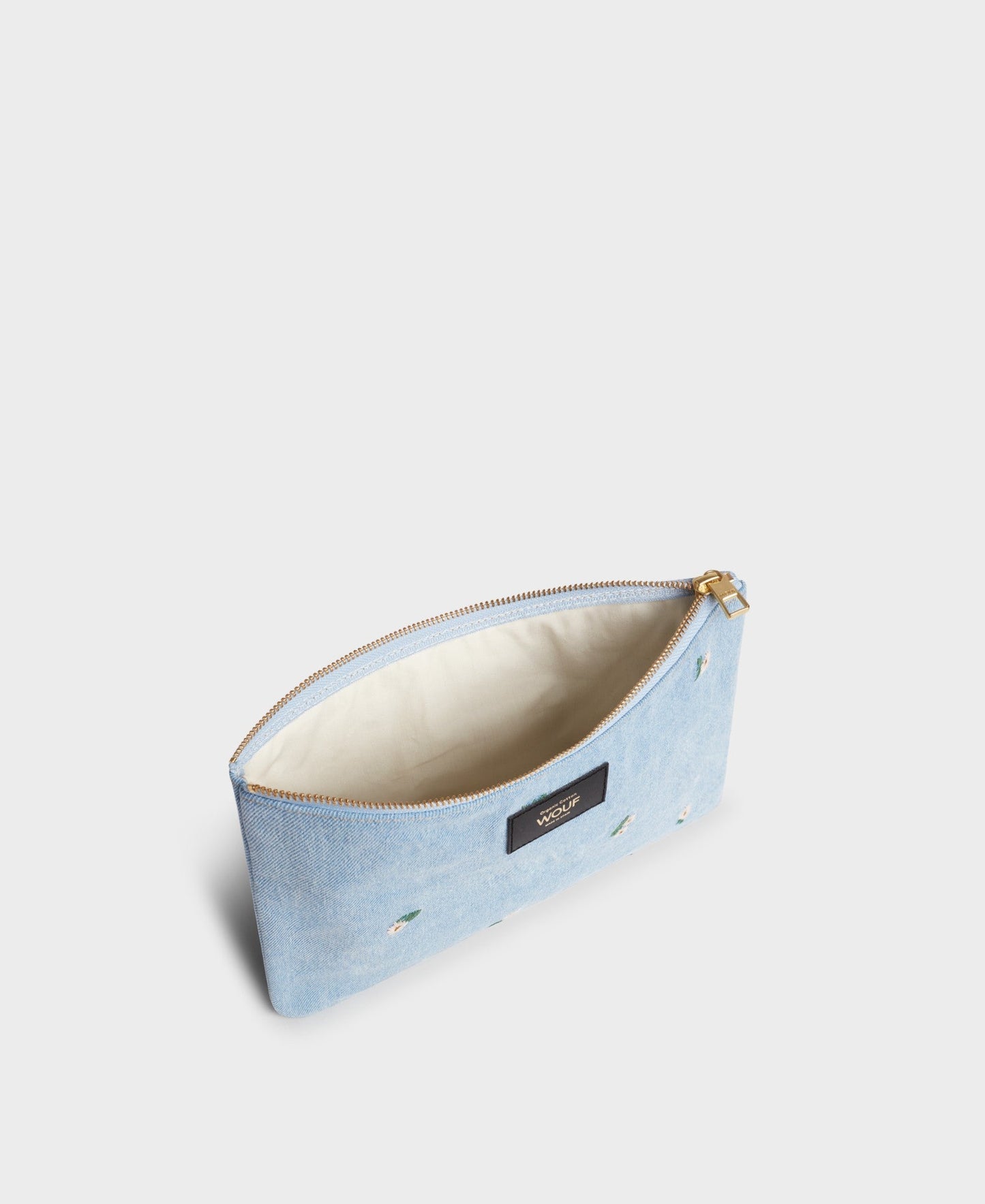 Pochette en denim en coton bio | Motifs floraux "ines pouch petites fleurs"
