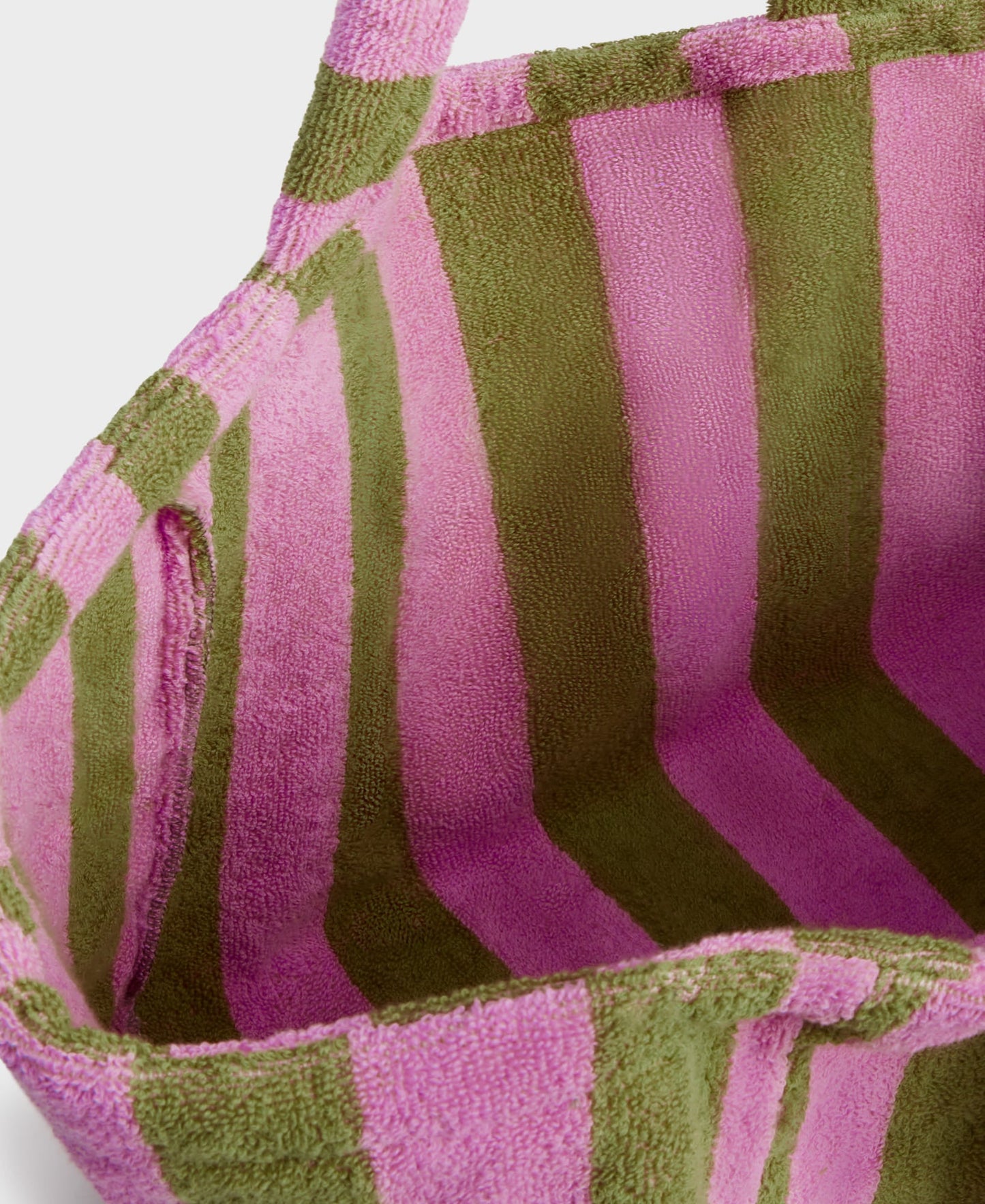 Tote bag en coton bio | Rayé rose et vert "menorca large tote bag rayures"