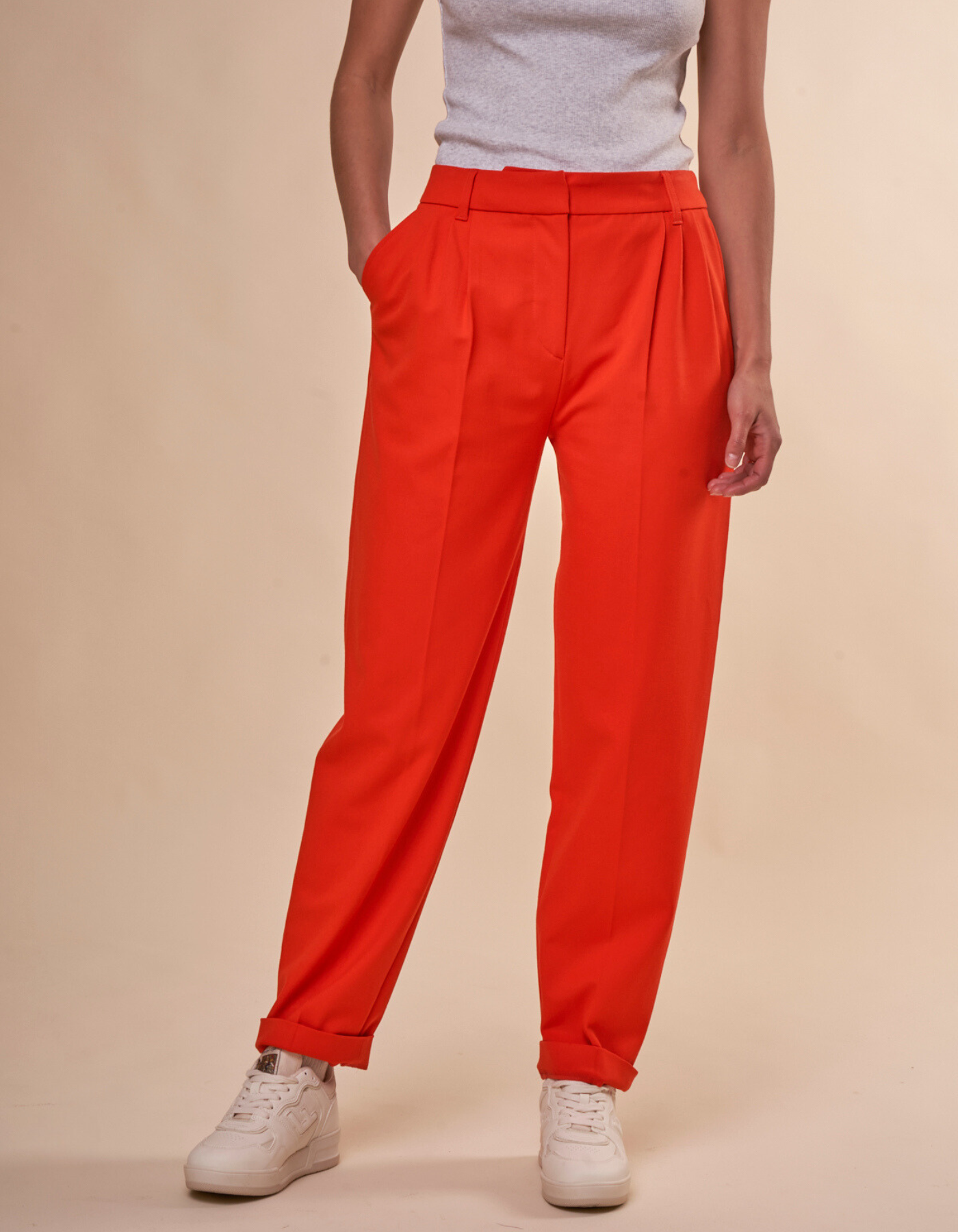 Pantalon ample en recyclé et ecovero | Orange "meme trousers orange"