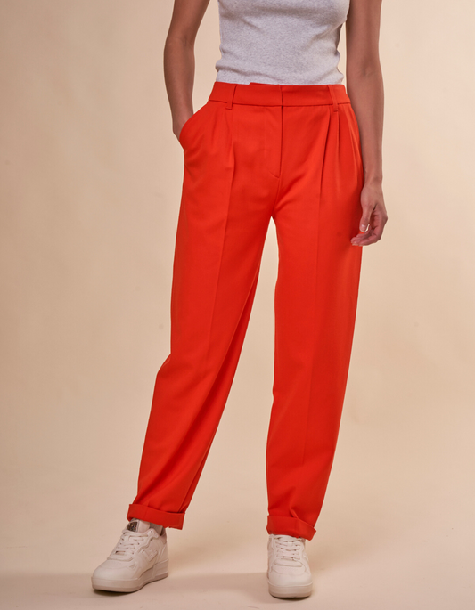 Pantalon ample en recyclé et ecovero | Orange "meme trousers orange"