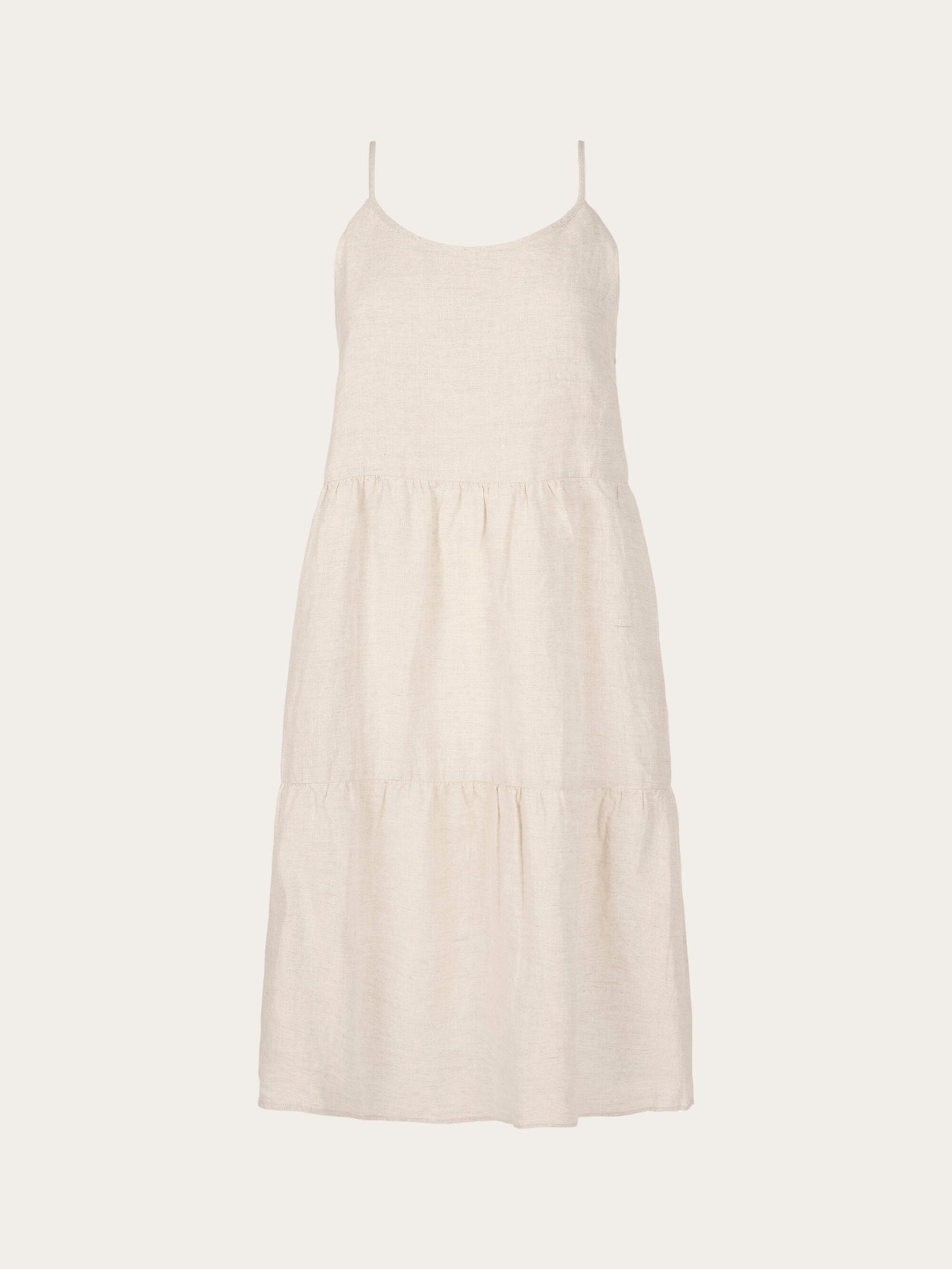 Robe blanche en lin bio - natural linen strap dress light feather gray