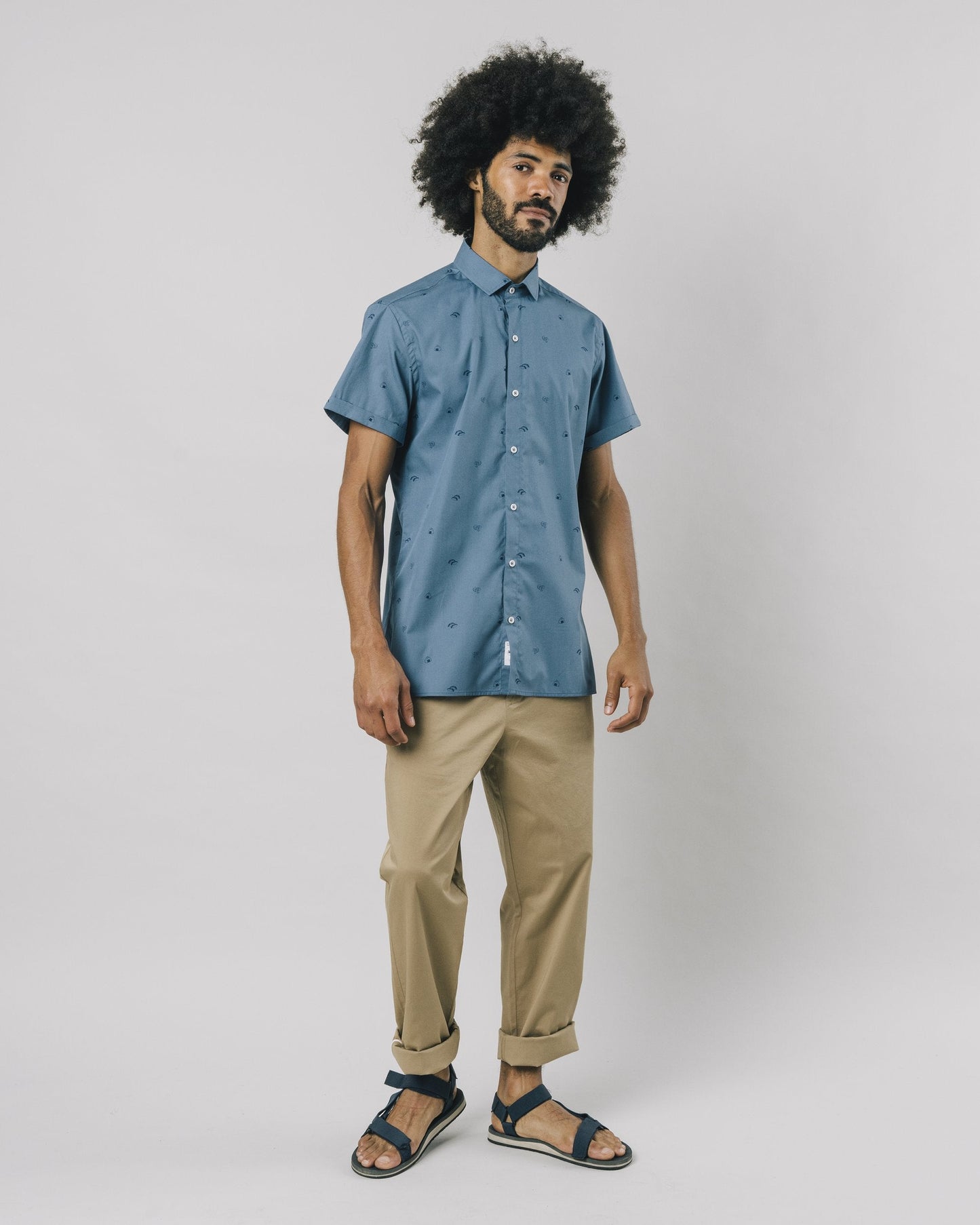 Chemisette bleue avec imprimé en coton bio - Nigiri