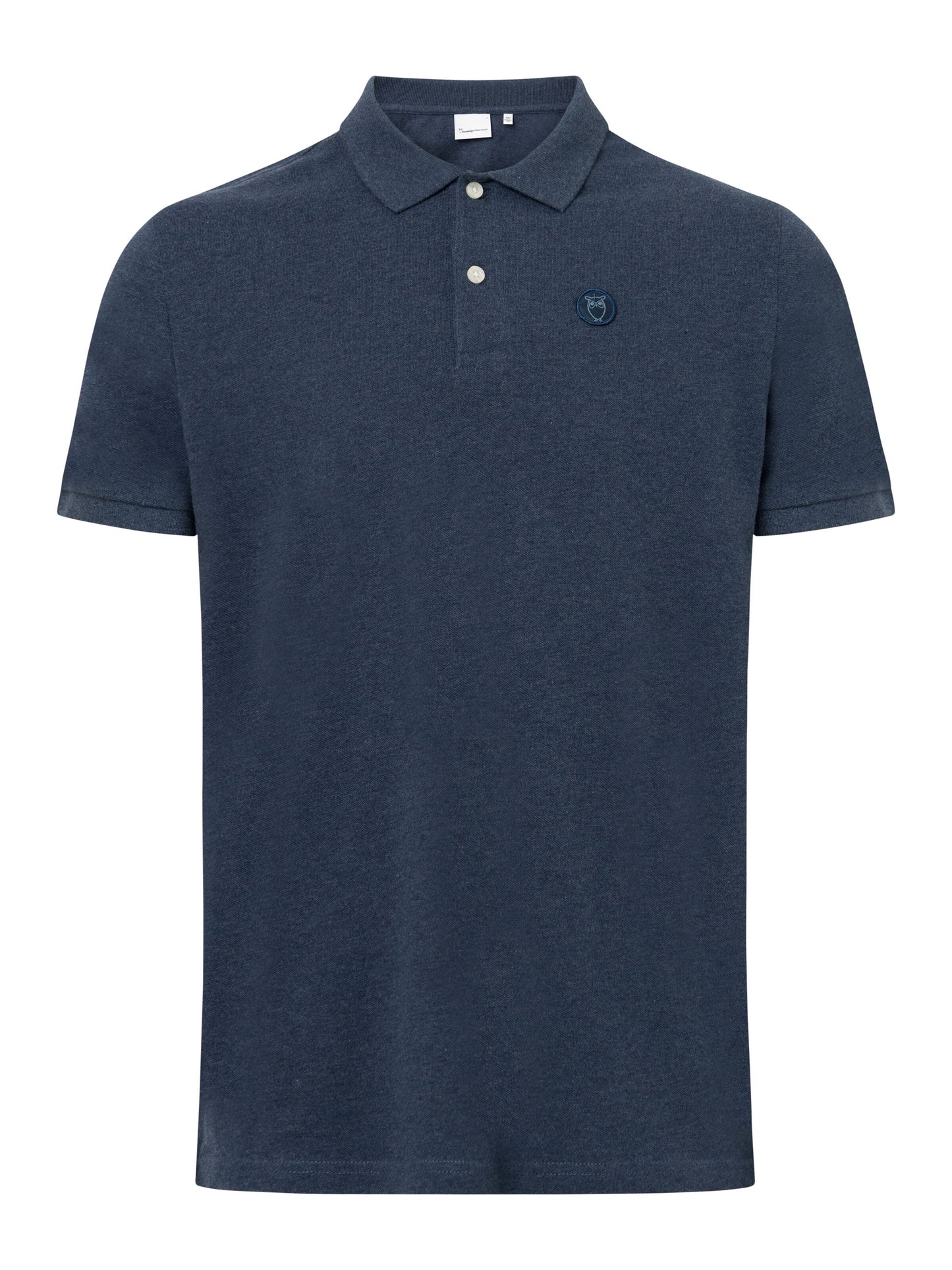 Polo droit bleu foncé en coton bio - basic badge polo insigna blue melange