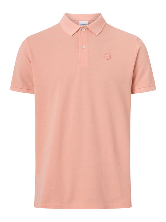 Polo droit corail en coton bio - basic badge polo coral pink