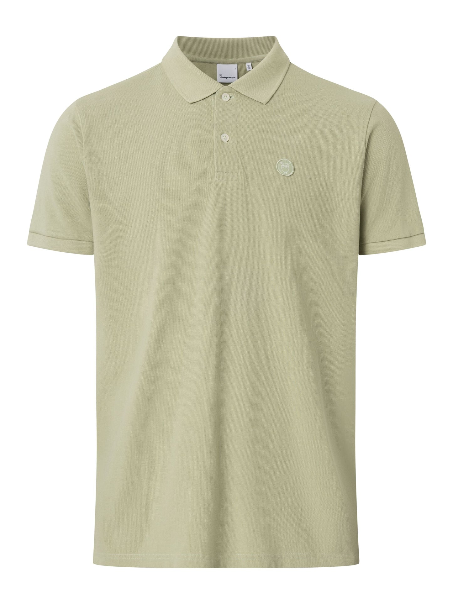 Polo droit vert clair en coton bio - basic badge polo swamp