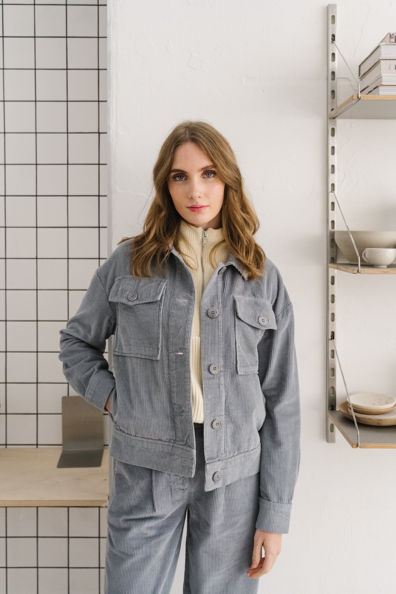 Veste en coton biologique | gris "river corduroy frans jacket"