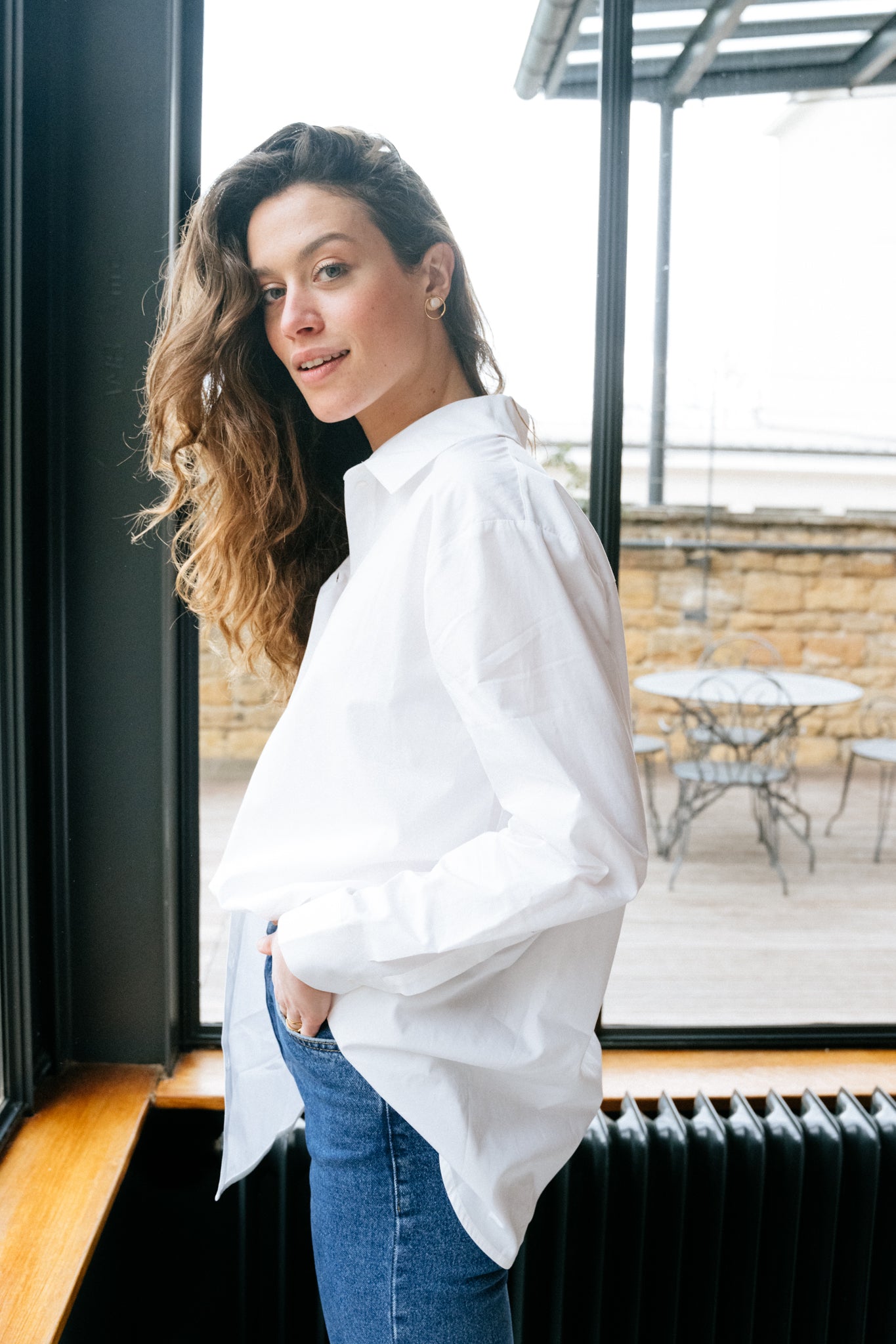 Chemise oversize en coton bio | blanc "haley shirt white"