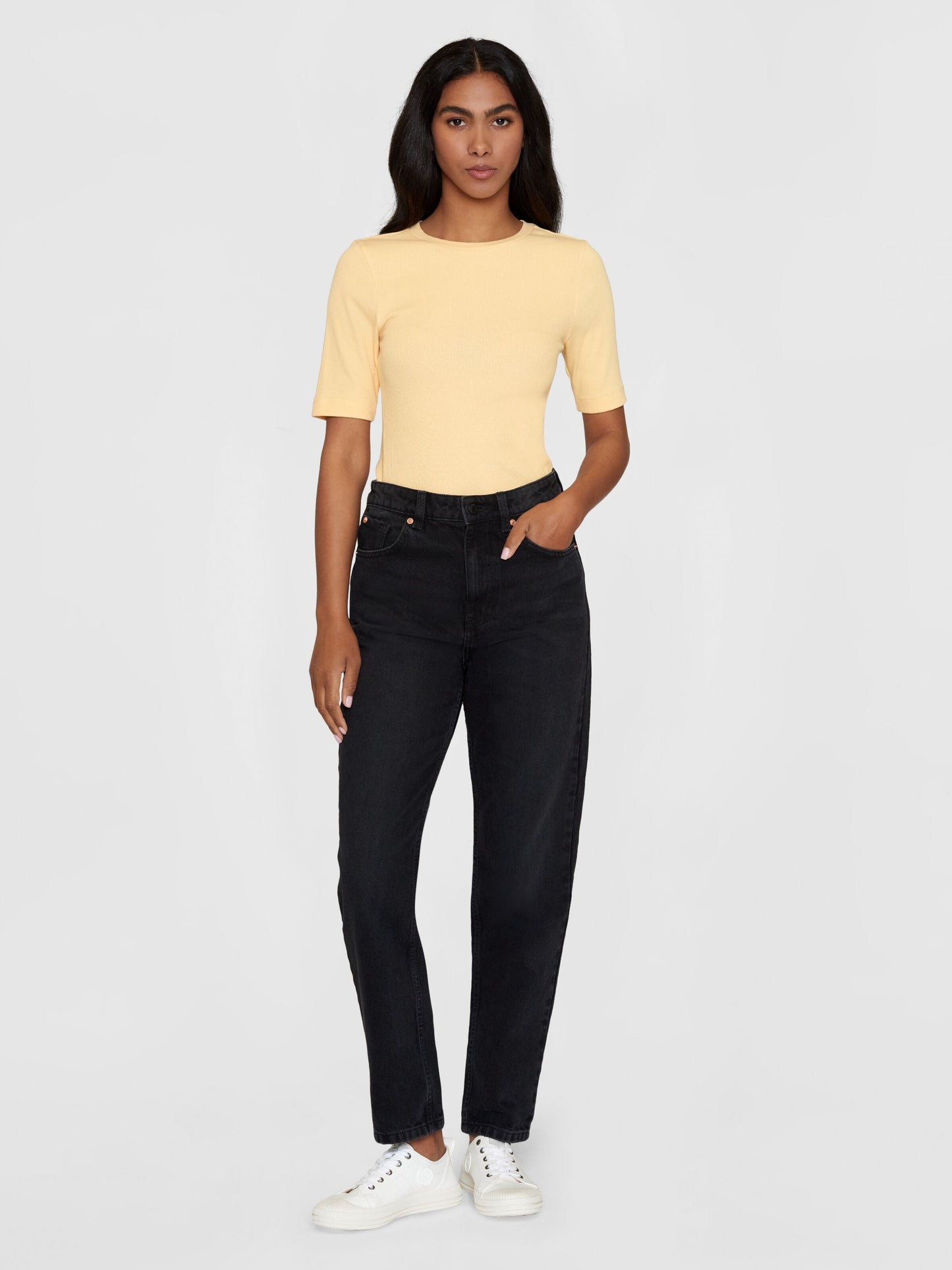 T-shirt côtelé en coton bio | jaune "rib t-shirt impala"