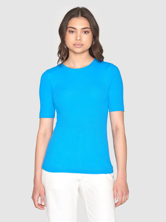 T-shirt côtelé en coton bio | bleu "rib t-shirt malibu blue"
