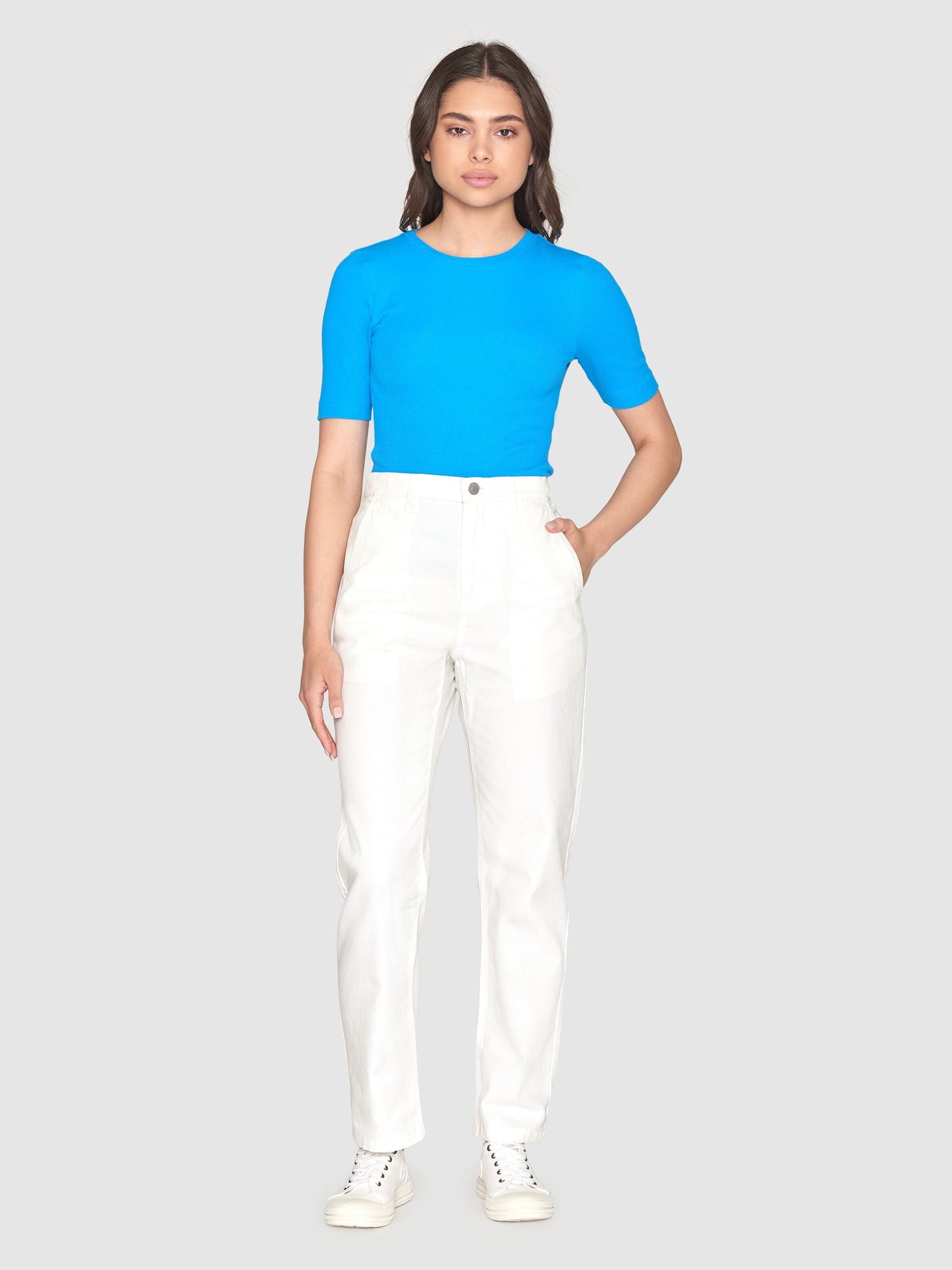 T-shirt côtelé en coton bio | bleu "rib t-shirt malibu blue"