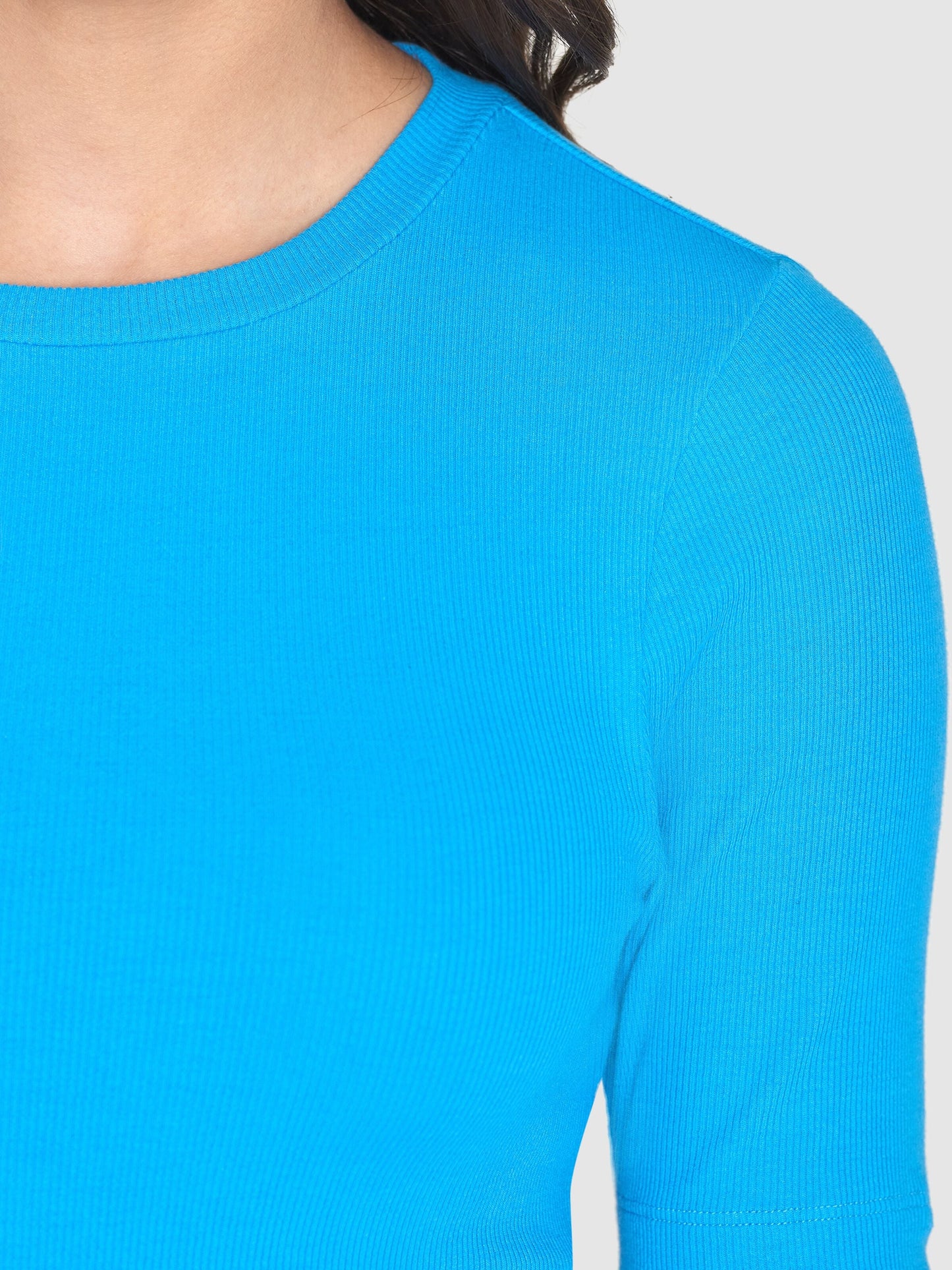 T-shirt côtelé en coton bio | bleu "rib t-shirt malibu blue"