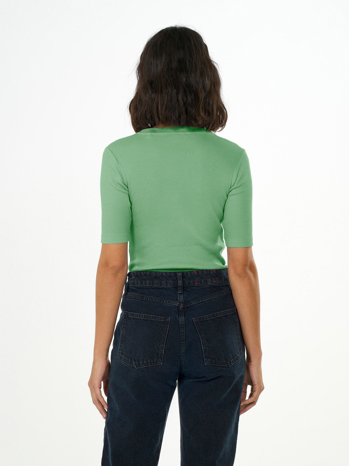 T-shirt en coton bio | vert "rib t-shirt shale green"