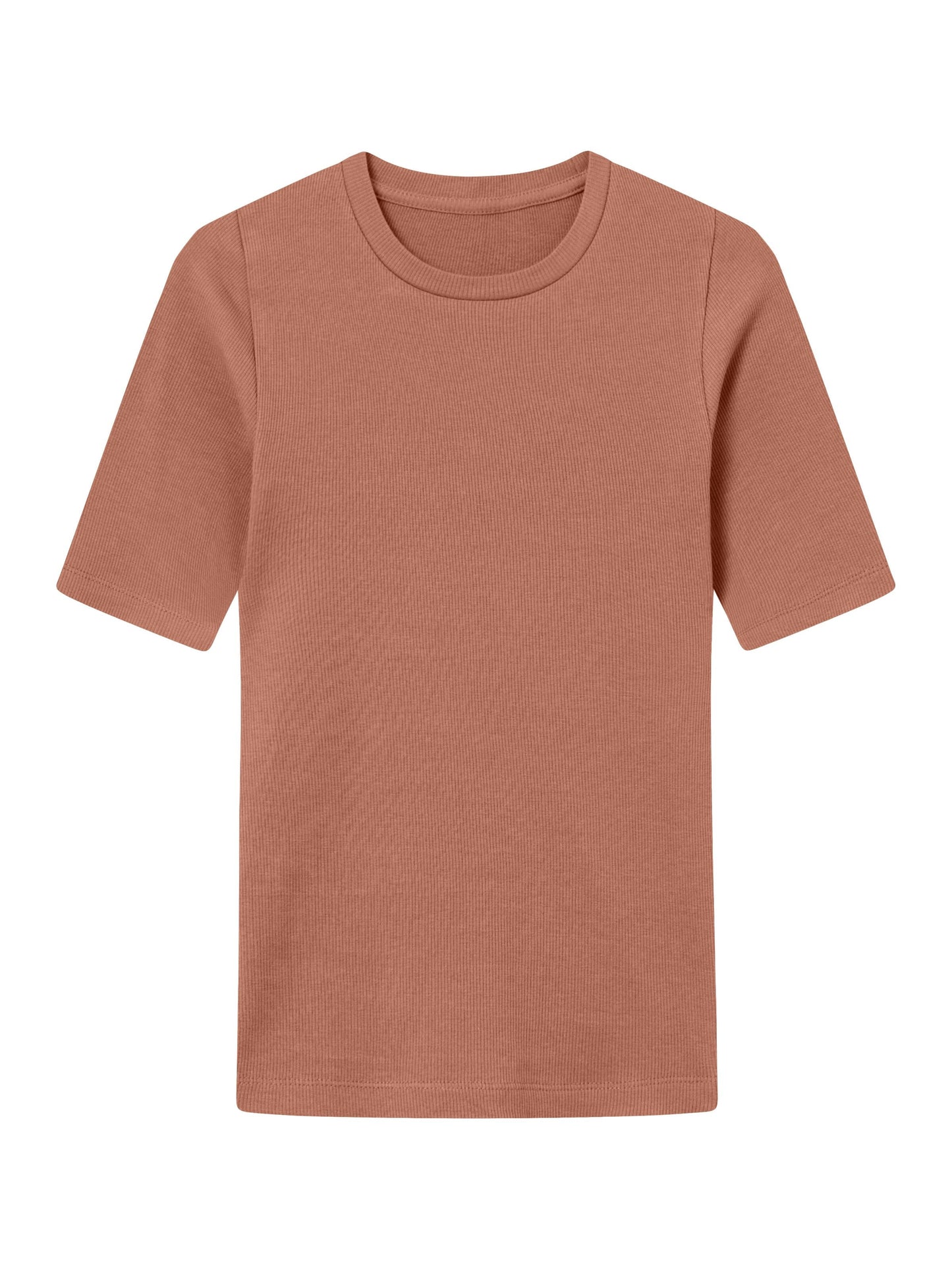 T-shirt en coton bio | vieux rose "rib t-shirt muted clay"