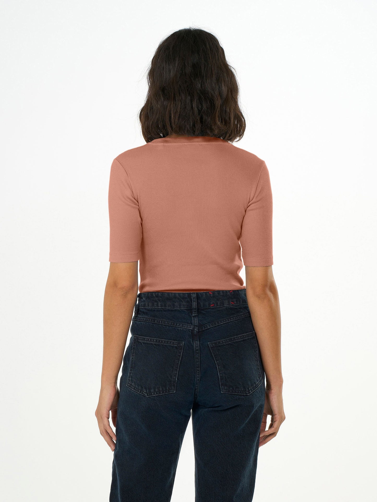 T-shirt en coton bio | vieux rose "rib t-shirt muted clay"