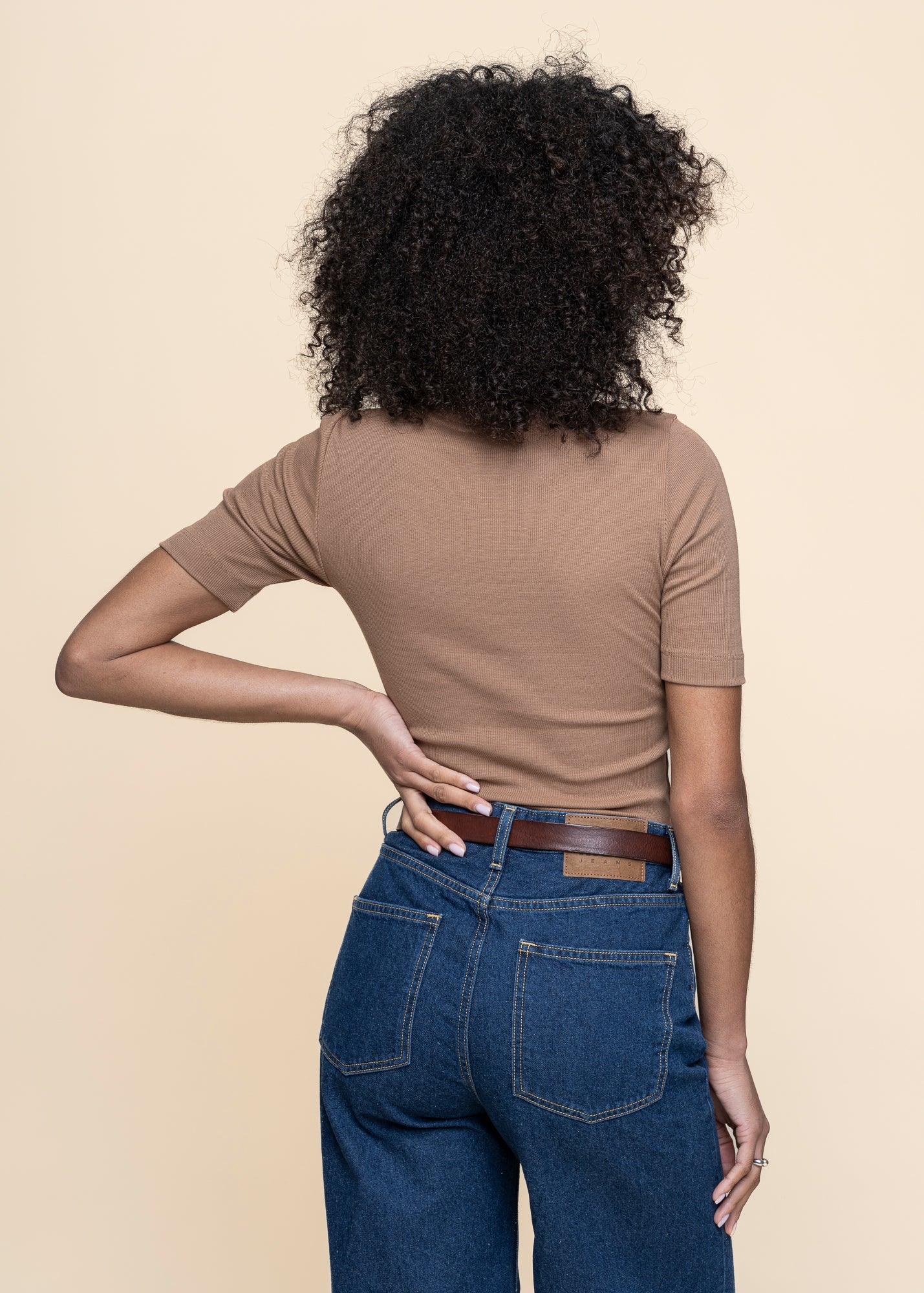 T-shirt  côtelé en coton bio | marron "rib t-shirt tuffet"