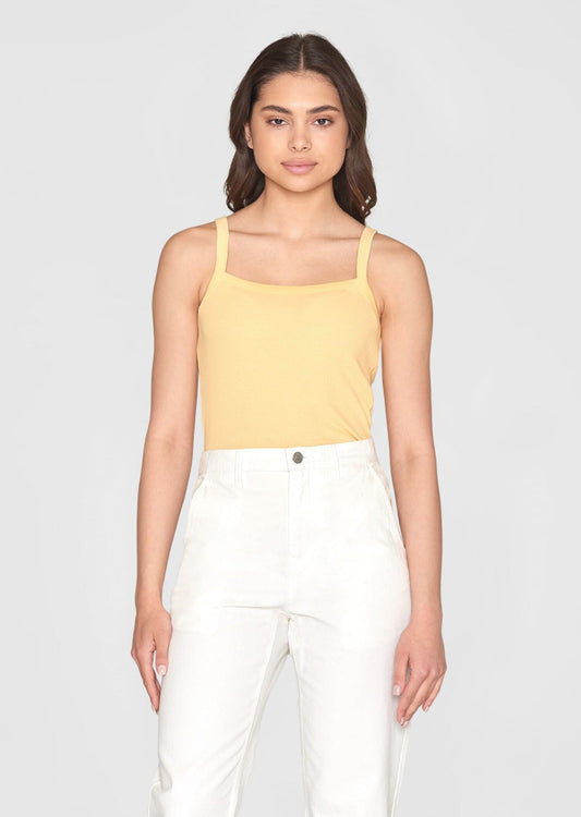Débardeur côtelé en coton bio | jaune "rib strap top impala"