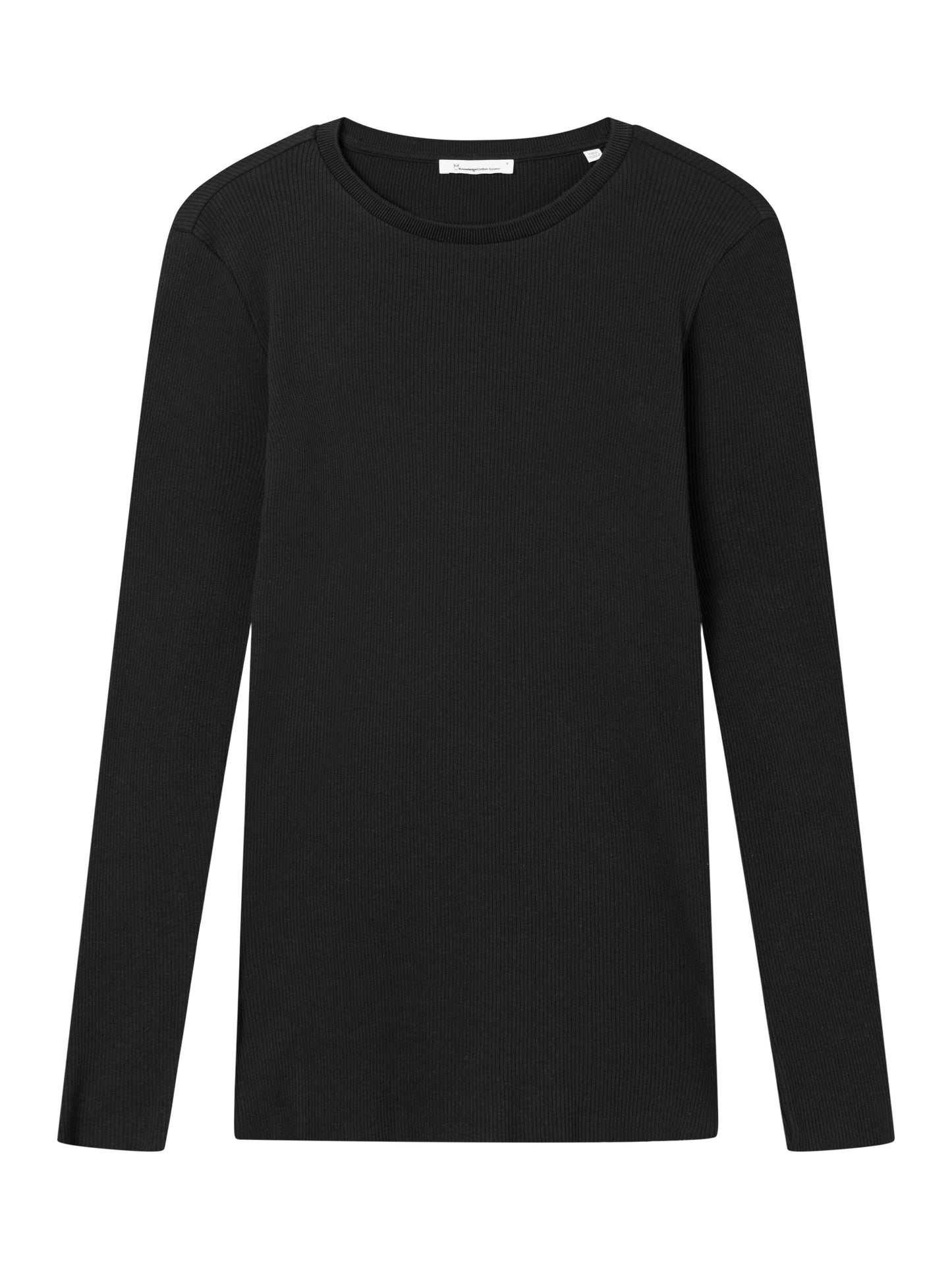 T-shirt manches longues en coton bio | noir "rib scoop neck long sleeved black jet"