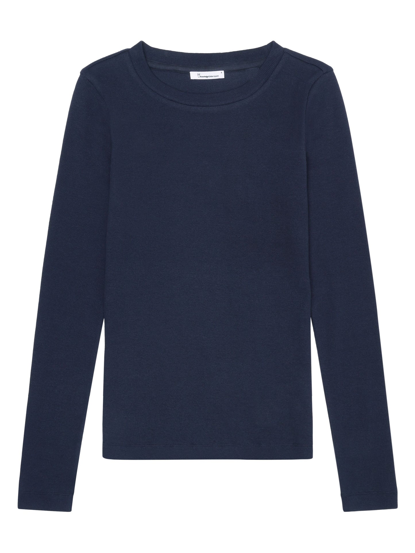 T-shirt manches longues en coton bio | bleu "rib scoop neck long sleeved night sky"