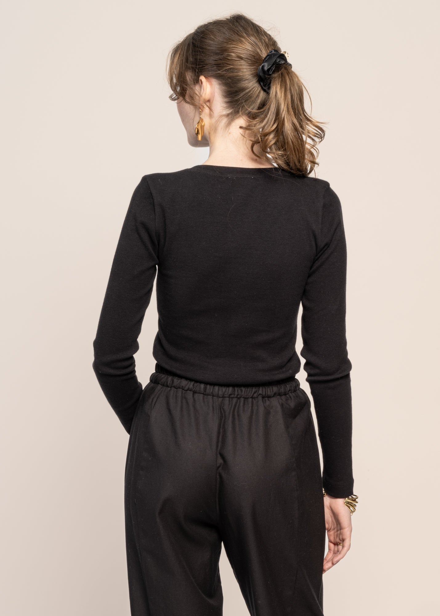 Pantalon droit en coton bio | noir "black bean esther pants black"